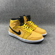 Air Jordan 1 Mid Yellow Black White 554724-700 Sneakers