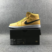 Air Jordan 1 Mid Yellow Black White 554724-700 Sneakers