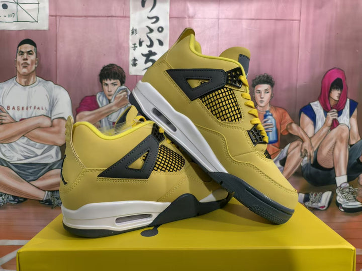 Jordan 4 Yellow Black Basketball Sneakers
