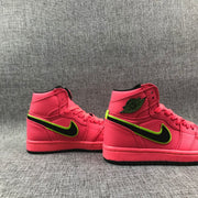Jordan 1 Mid Hot Punch Black Volt Sneakers AQ9131-600
