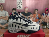Nike Air More Uptempo Sneakers in White and Navy