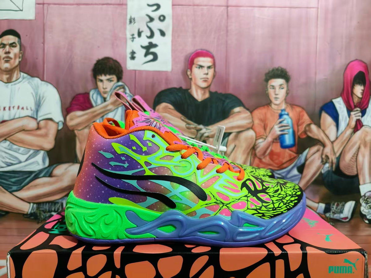 PUMA Basketball Sneakers in Purple, Green and Orange