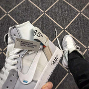 Air Jordan 1 High Grey White Off-White Style Sneakers