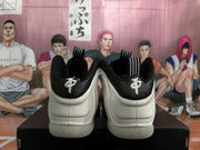 White and Black High-Top Basketball Sneakers