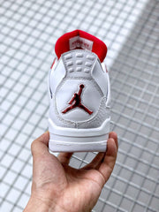 Air Jordan 4 Red Metallic White and Red Sneakers