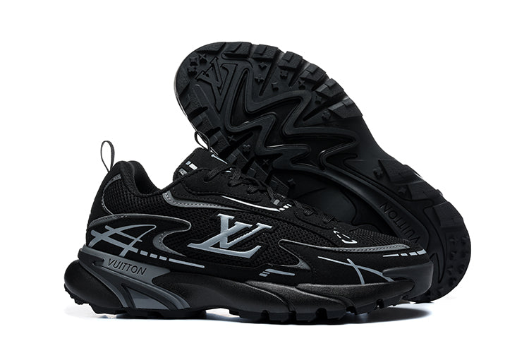 Louis Vuitton Black and Silver Graphic Low-Top Sneakers
