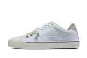 Low-Top White Canvas Sneakers with Contrast Laces