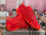 Red Basketball Sneakers with Sculpted Side Panels