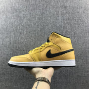 Air Jordan 1 Mid Yellow Black White 554724-700 Sneakers