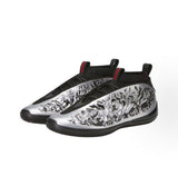 939-14 Silver Black Slip-On Sneakers