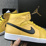 Air Jordan 1 Mid Yellow Black White 554724-700 Sneakers