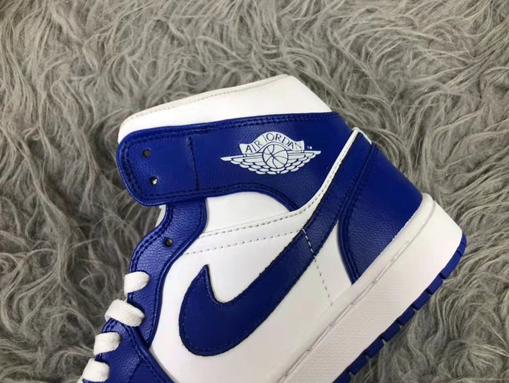 Air Jordan 1 Mid Kentucky White Blue Sneakers B62-104