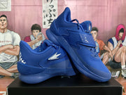 Blue Basketball Sneakers with Checkerboard Heel Detail