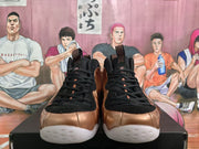 Bronze and Black High-Top Basketball Sneakers