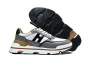 Hermès Gray and White Leather-Look Low-Top Sneakers