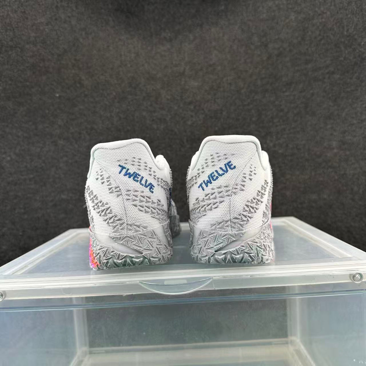 Nike Zoom Basketball Shoes, White Gray and Orange
