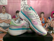 Adidas White and Blue Basketball Sneakers with Multicolor Accents
