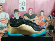 Nike Basketball Sneakers Black Gold Purple Turquoise Mismatched Pair
