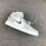 Jordan Air Jordan 1 Mid GS White Silver Sneakers