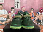 Green Basketball Sneakers with Gold Pattern