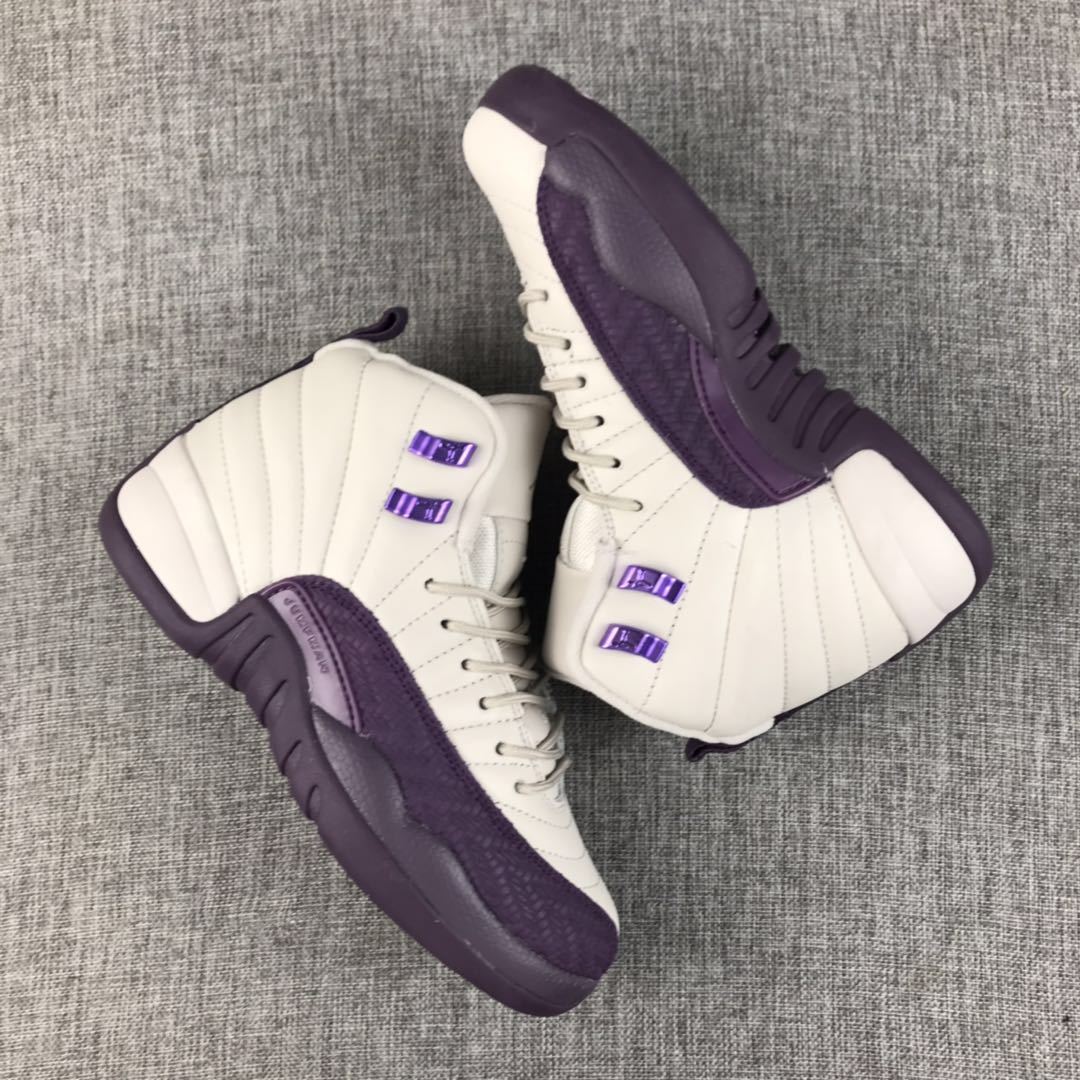 Jordan Air Jordan 12 Retro White and Deep Purple Sneakers
