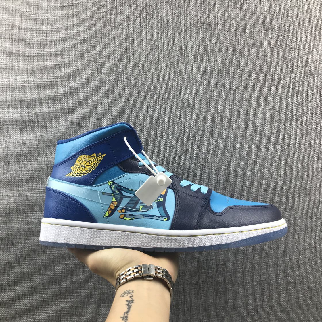 Jordan Air Jordan 1 Mid Blue Graphic Sneakers BV7446-400