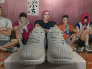 Gray and Green Basketball Sneakers