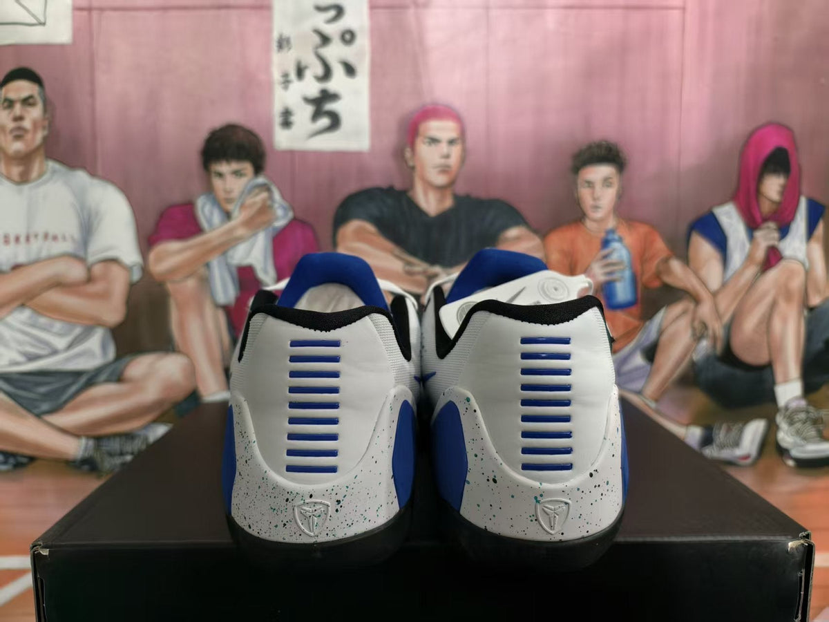 Nike White and Blue Basketball Sneakers