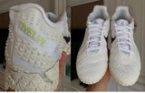 928-16 White Knit Sneakers