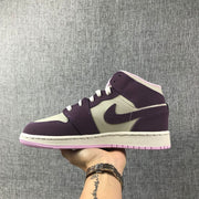 Jordan Air Jordan 1 Mid Kids' Sneakers White and Purple