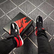 Jordan 1 High Black Red Patent Leather Sneakers
