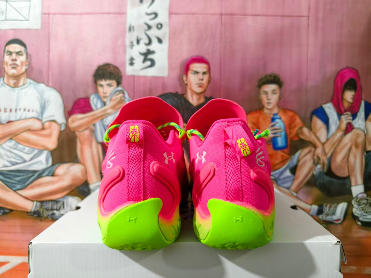 Under Armour Pink and Green Basketball Sneakers