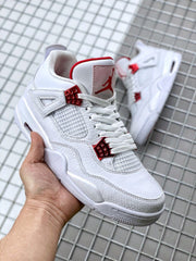 Air Jordan 4 Red Metallic White and Red Sneakers