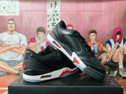 Black White Red Low-Top Basketball Sneakers