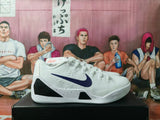 Nike White and Purple Basketball Sneakers