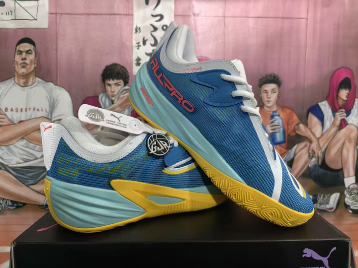 Puma All-Pro Basketball Shoes Blue Yellow