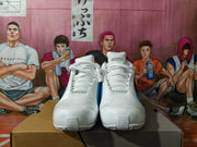 Nike White and Blue Basketball Sneakers