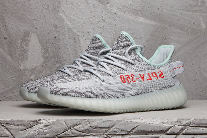 Yeezy 350 V2 Sneakers in Gray with Mint Accents
