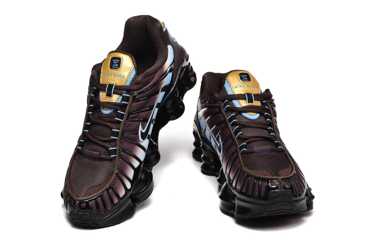 Nike Shox TL Sneakers in Brown, Blue and Gold