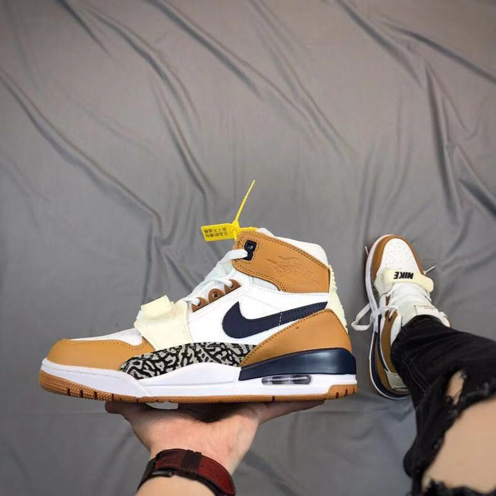 Air Jordan Legacy 312 High-Top Sneakers in White and Tan