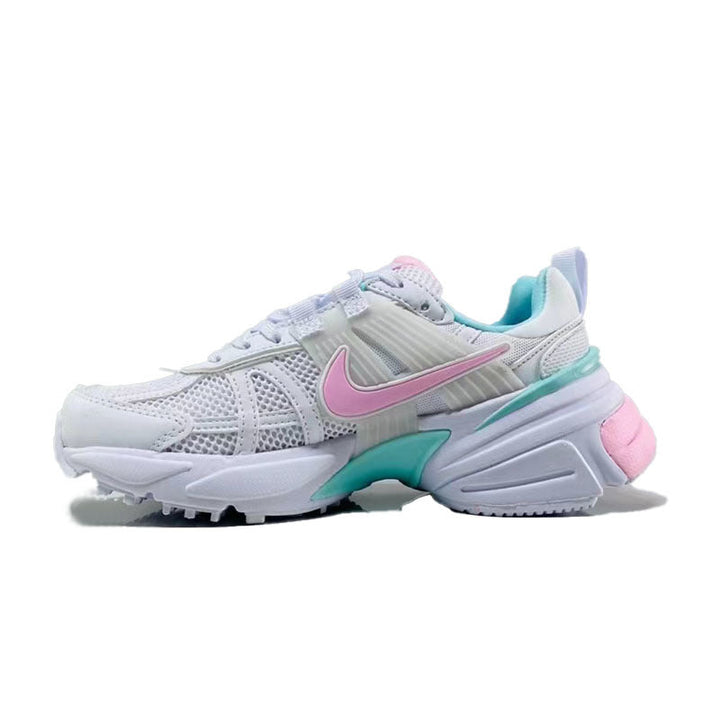 Nike White and Pink Chunky Sneakers with Teal Accents