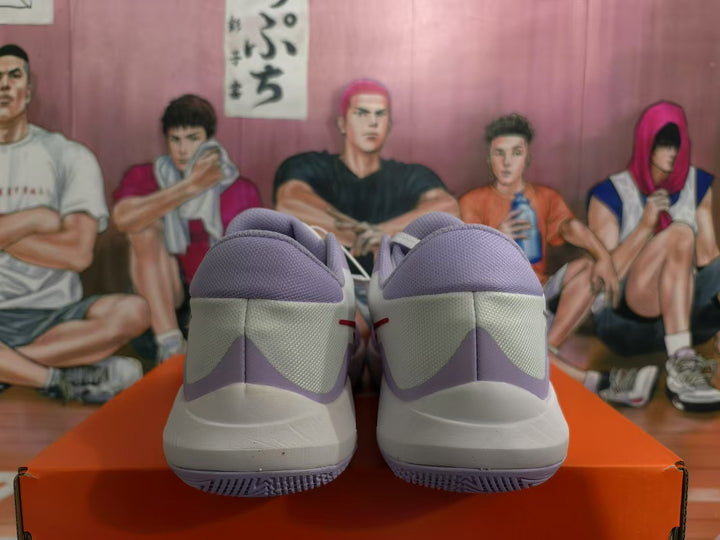 Nike White and Purple Basketball Sneakers