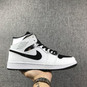 Jordan Air Jordan 1 Mid White Black Metallic Silver Sneakers