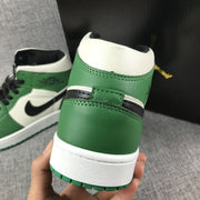 Jordan 1 Mid White Green Black Sneakers 852542-301