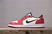 Nike Red White Black Low-Top Sneakers with Reflective Buttons