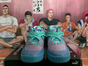 PUMA Blue Basketball Shoes with Pink Accents