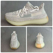 Yeezy 350 V2 Knit Sneakers Silver and White