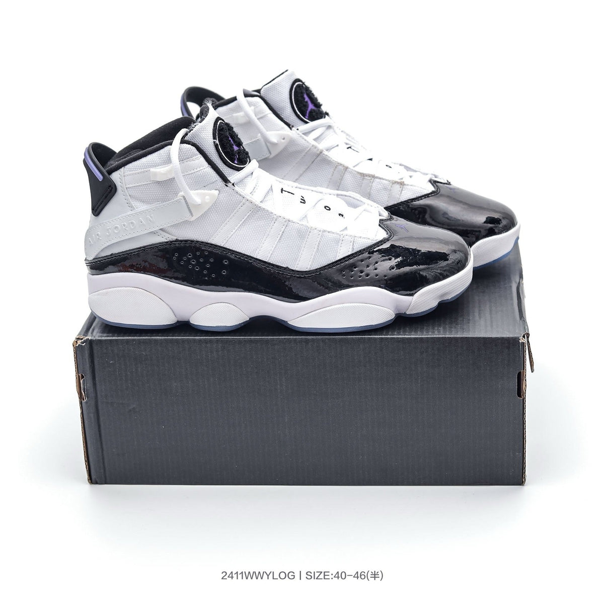 Jordan 6 Rings White Black Purple Sneakers 2411WWYLOG