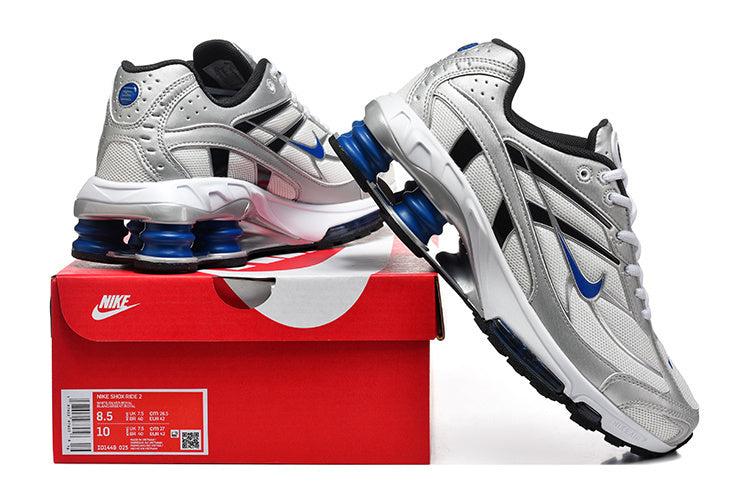 Nike Shox Ride 2 Silver and Blue Sneakers