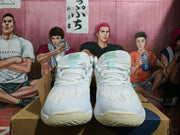 ASICS White Basketball Shoes with Mint Green Accents
